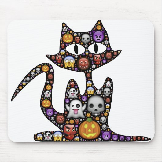 Cat Halloween Emoji Scary Frightful Spooky Icons. Muismat (Voorkant)