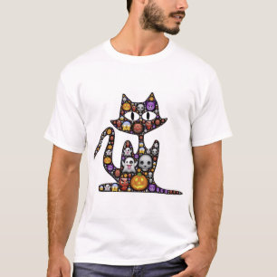 Cat Halloween Emoji Scary Frightful Spooky Icons. T-shirt