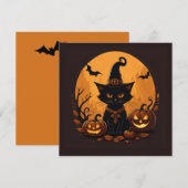 Cat halloween feestdagenkaart (Voorkant / Achterkant)