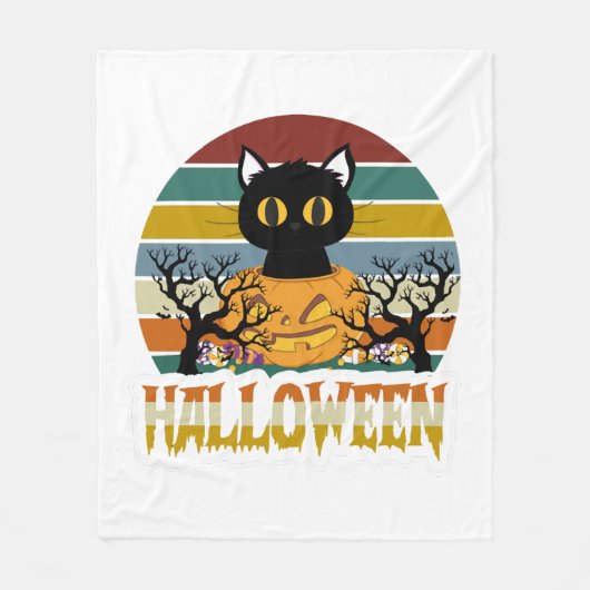 Cat Halloween Fleece Deken (Voorkant)