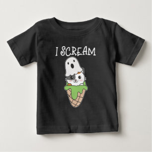 Cat Halloween Ghost I Scream Ice Cream Pun