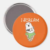 Cat Halloween Ghost I Scream Ice Cream Pun Magneet (Voorkant / Achterkant)