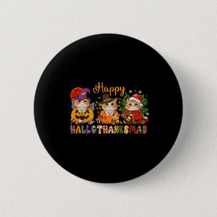 Cat Halloween Happy KerstHappy Hanksmas Dank Ronde Button 5,7 Cm