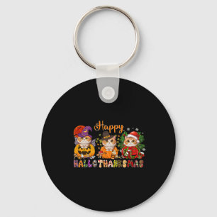Cat Halloween Happy KerstHappy Hanksmas Dank Sleutelhanger