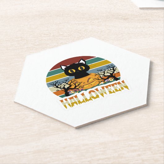 Cat Halloween Kartonnen Onderzetters (Schuin)