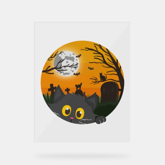 Cat Halloween Kitten Halloween Kostuum Acryl Bord (Voorkant)