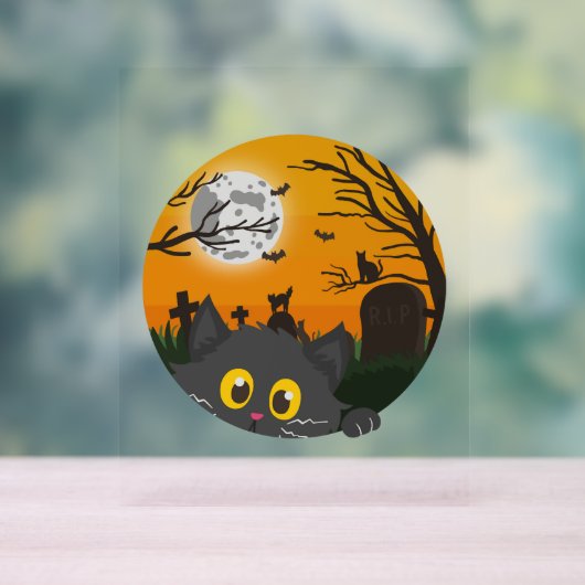 Cat Halloween Kitten Halloween Kostuum Acryl Bord (Neutraal)