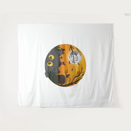 Cat Halloween Kitten Halloween Kostuum Wandkleed (Voorkant (horizontaal))