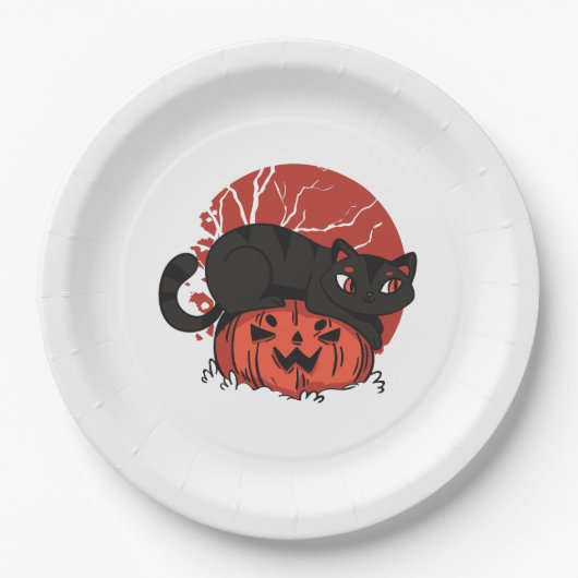 Cat Halloween Papieren Bordje (Voorkant)