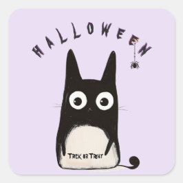 Cat & Halloween, personalized Vierkante Sticker