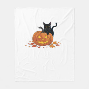 Cat Halloween pompoen voor vrouwen Mannen Kinder Fleece Deken