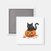 Cat Halloween pompoen voor vrouwen Mannen Kinder Magneet (Voorkant / Achterkant)