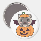 Cat Halloween Pumpkin Bat Costume Magneet (Voorkant / Achterkant)