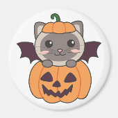 Cat Halloween Pumpkin Bat Costume Magneet (Voorkant)