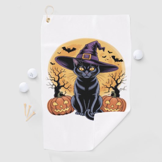 Cat Halloween Pumpkin Essential T-shirt Golfhanddoek (Insitu)