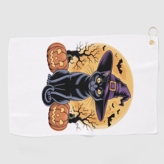 Cat Halloween Pumpkin Essential T-shirt Golfhanddoek (Horizontaal)