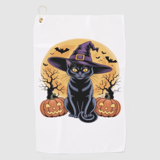 Cat Halloween Pumpkin Essential T-shirt Golfhanddoek (Voorkant)