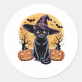 Cat Halloween Pumpkin Essential T-shirt Ronde Sticker (Voorkant)