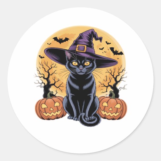 Cat Halloween Pumpkin Essential T-shirt Ronde Sticker (Voorkant)