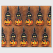 Cat Halloween Scared Cartoon Character op Cadeaupapier (Vlak)
