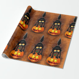 Cat Halloween Scared Cartoon Character op Cadeaupapier