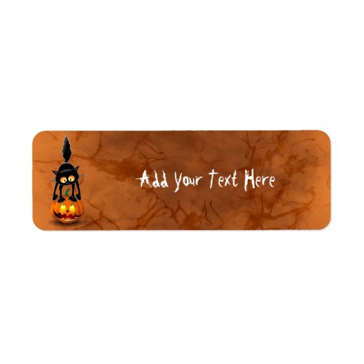 Cat Halloween Scared Cartoon Character op Etiket (Voorkant)