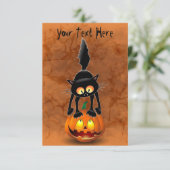 Cat Halloween Scared Cartoon Character op Kaart (Staand voorkant)