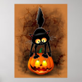 Cat Halloween Scared Cartoon Character op Poster (Voorkant)