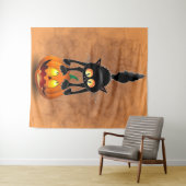 Cat Halloween Scared Cartoon Character op Wandkleed (In Situ (horizontaal))