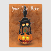 Cat Halloween Scared Cartoon op pompoen (Voorkant)
