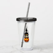 Cat Halloween Scared Cartoon op pompoen Acryl Drinkbeker (Achterkant)