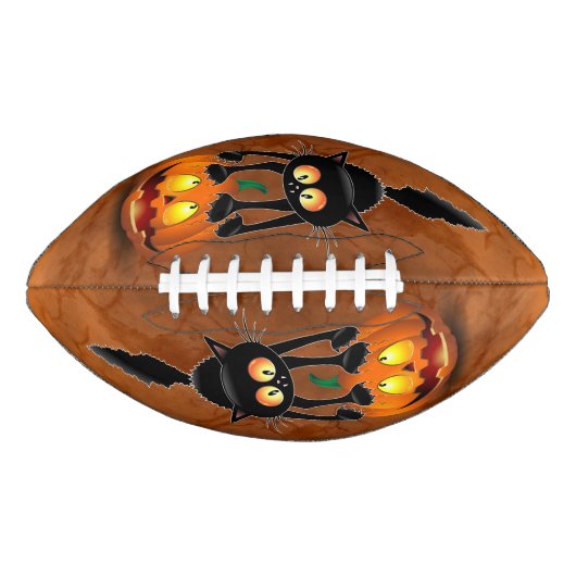 Cat Halloween Scared Cartoon op pompoen American Football (Voorkant)