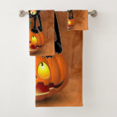 Cat Halloween Scared Cartoon op pompoen Bad Handdoek (Insitu)