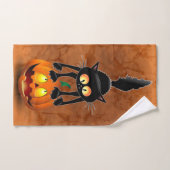 Cat Halloween Scared Cartoon op pompoen Bad Handdoek (Handdoek)
