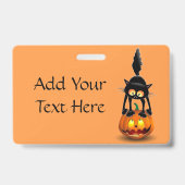 Cat Halloween Scared Cartoon op pompoen Badge (Achterkant)