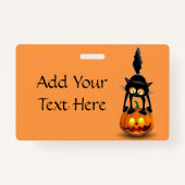 Cat Halloween Scared Cartoon op pompoen Badge (Achterkant)