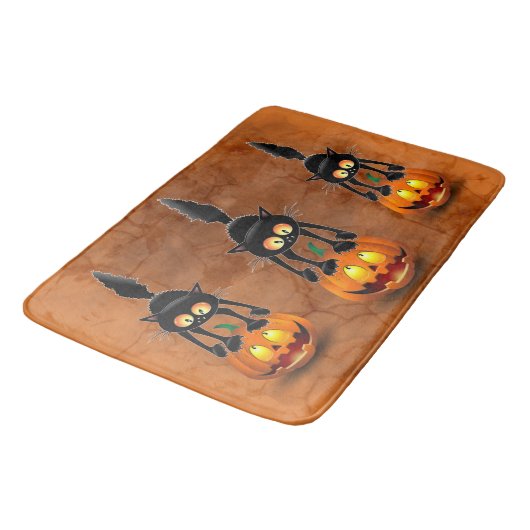 Cat Halloween Scared Cartoon op pompoen Badmat (Gekanteld)