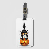 Cat Halloween Scared Cartoon op pompoen Bagagelabel (Voorkant (verticaal))