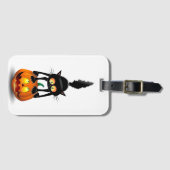 Cat Halloween Scared Cartoon op pompoen Bagagelabel (Voorkant (horizontaal))