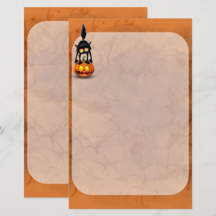 Cat Halloween Scared Cartoon op pompoen Briefpapier