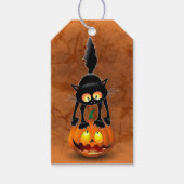 Cat Halloween Scared Cartoon op pompoen Cadeaulabel (Voorkant)