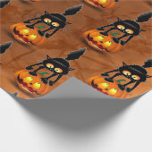 Cat Halloween Scared Cartoon op pompoen Cadeaupapier (Hoek)