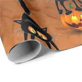 Cat Halloween Scared Cartoon op pompoen Cadeaupapier (Rol Hoek)