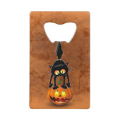 Cat Halloween Scared Cartoon op pompoen Creditkaart Flessenopener (Achterkant)