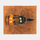 Cat Halloween Scared Cartoon op pompoen Fleece Deken (Voorkant (Horizontaal))