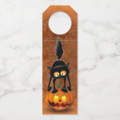 Cat Halloween Scared Cartoon op pompoen Flessenhanger (Voorkant)