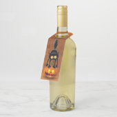 Cat Halloween Scared Cartoon op pompoen Flessenhanger (Schuin)