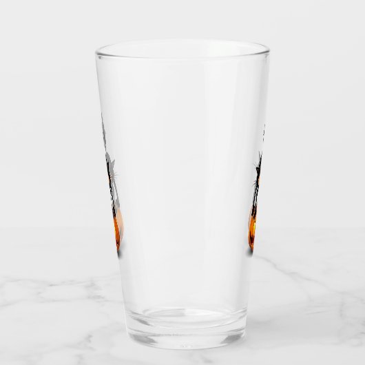 Cat Halloween Scared Cartoon op pompoen Glas (Links)