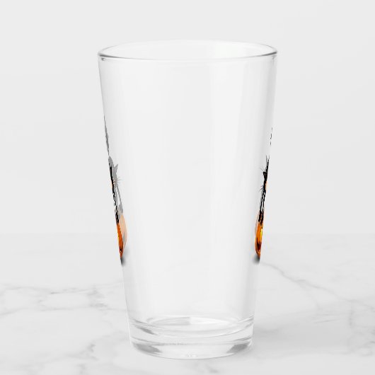 Cat Halloween Scared Cartoon op pompoen Glas (Rechts)