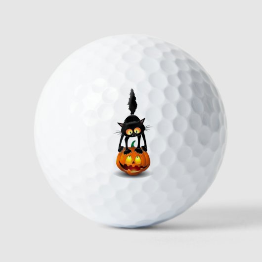 Cat Halloween Scared Cartoon op pompoen Golfballen (Voorkant)